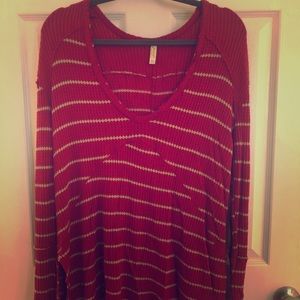 Free People striped long sleeve thermal tunic